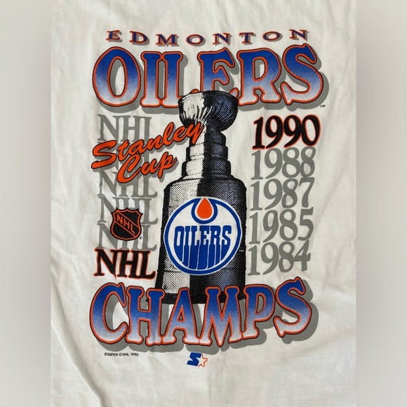 Vintage 1990 Edmonton oilers Stanley cup champs starter t shirt size XL - Picture 3 of 4
